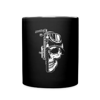 Mofa Moped Roller Motorrad Oldtimer Zweitakter - Tasse einfarbig - Schwarz - Vorne