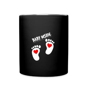 Baby inside füßchen und herzchen - Tasse einfarbig - Schwarz - Vorne