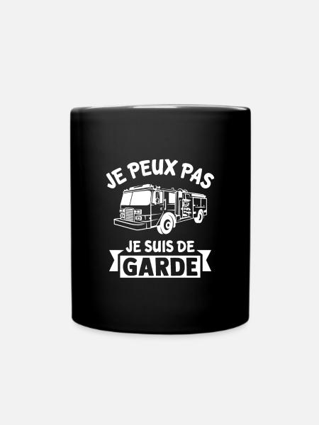 je peux pas je suis de garde pompier humour - Mug uni - noir