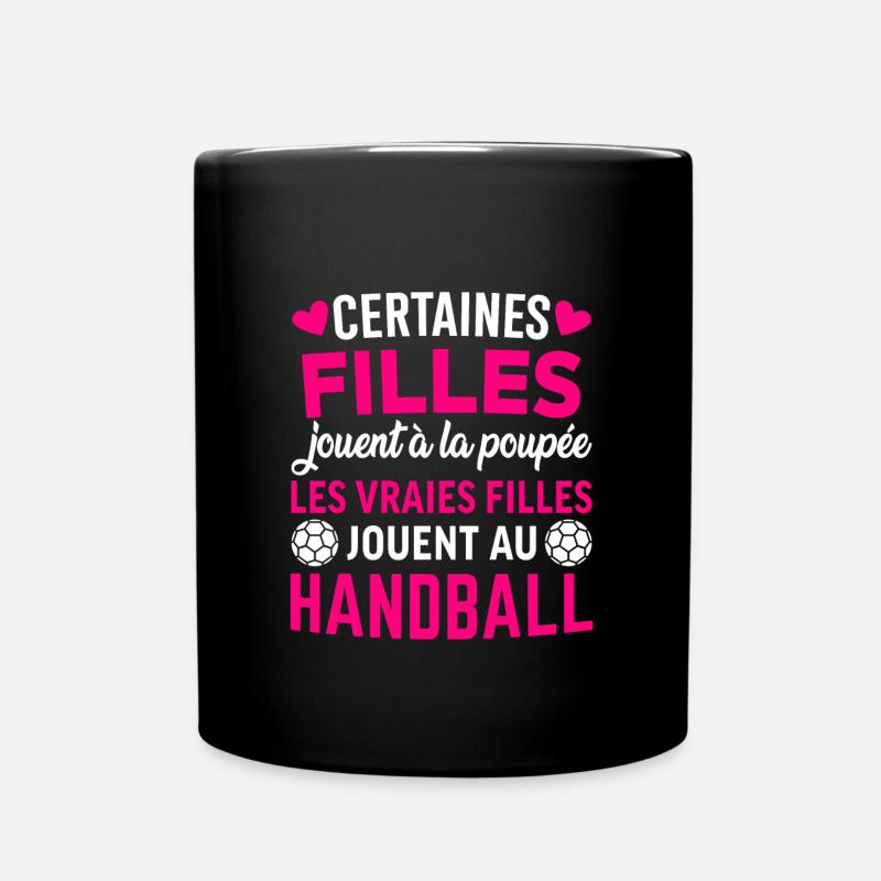 Les vraies filles jouent au handball - Mug uni - noir