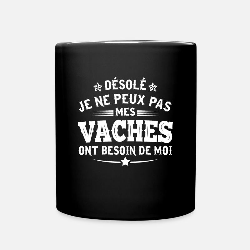 Désolé je ne peux pas mes vaches ont besoin de moi - Mug uni - noir