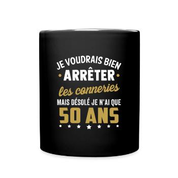 50 ans cadeau t shirt 50 ans - Mug uni - noir - Devant