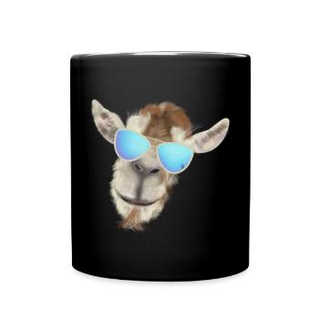 Casual goat head with sunglasses - Full Colour Mug - black - Front