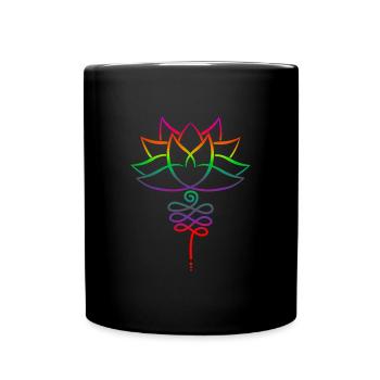 Yoga Lotus Blüte Unalome 1 - Tasse einfarbig - Schwarz - Vorne