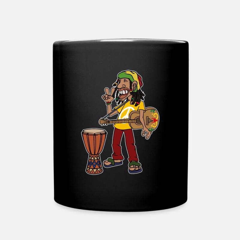 Reggae Reggaeton Jamaica Ragga Peace Jah Rasta - Full Colour Mug - black
