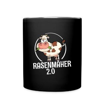 Landwirtschaft Lustige Kuh Rasenmäher - Tasse einfarbig - Schwarz - Vorne