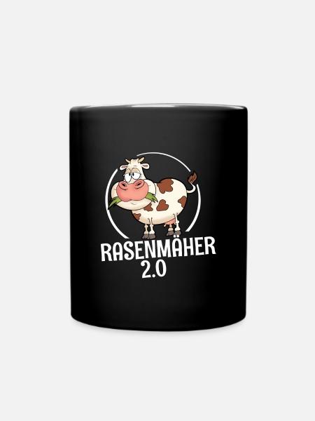 Landwirtschaft Lustige Kuh Rasenmäher - Tasse einfarbig - Schwarz