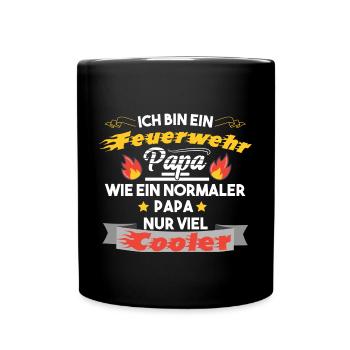 Feuerwehr Papa - Tasse einfarbig - Schwarz - Vorne