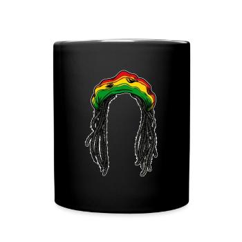 Rasta Frisur Zopf Haare Reggae Jamaika Chillen - Tasse einfarbig - Schwarz - Vorne
