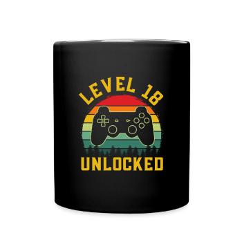 Level 18 unlocked gamer shirt 18 year - Full Colour Mug - black - Front