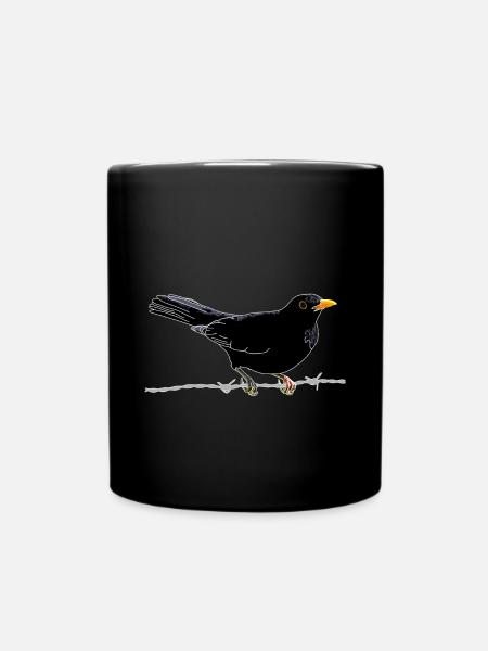 Merle noir sur fil de fer barbelé - Mug uni - noir