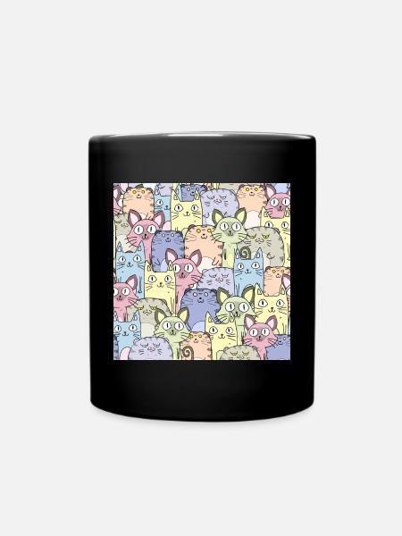 Cat Pattern Cat Wallpaper Cat Pattern - Full Colour Mug - black