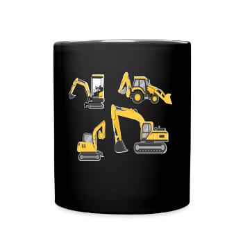 Machines de construction, Pelles Jeunes véhicules chantier FUN - Mug uni - noir - Devant