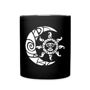 Mond, Sonne und Natur (weiß) - Tasse einfarbig - Schwarz - Vorne