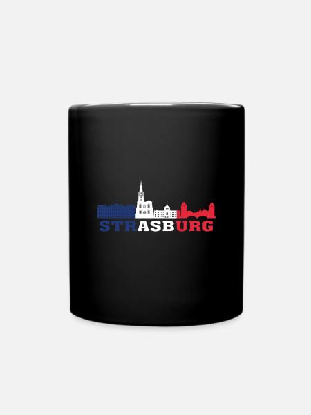 Carte de repère de la ville de Strasbourg France Skyline - Mug uni - noir