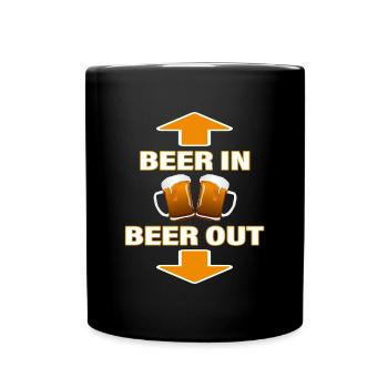 BEER IN - BEER OUT - Tasse einfarbig - Schwarz - Vorne