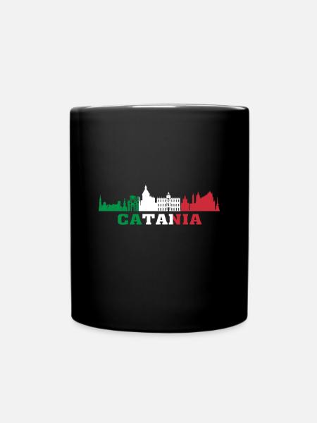 Catania City Skyline Italien Wahrzeichen Catania Italia - Tasse einfarbig - Schwarz