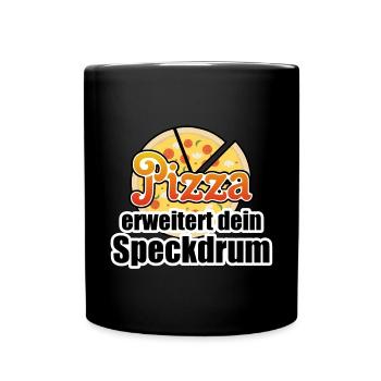 Pizza Figur Diaet lustig Essen Sprüche - Tasse einfarbig - Schwarz - Vorne