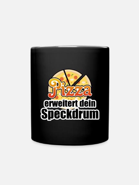 Pizza Figur Diaet lustig Essen Sprüche - Tasse einfarbig - Schwarz