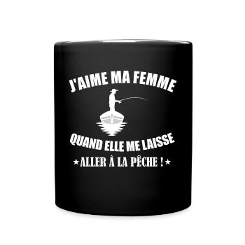 J'aime ma femme t-shirt pêche homme cadeau - Mug uni - noir - Devant