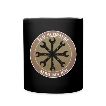 Ich schraube, also bin ich! - Tasse einfarbig - Schwarz - Vorne