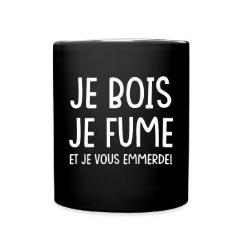 Je bois je fume - Mug uni - noir - Devant