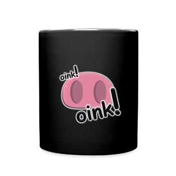 Oink Pink Schweine-Nasendesign - Tasse einfarbig - Schwarz - Vorne