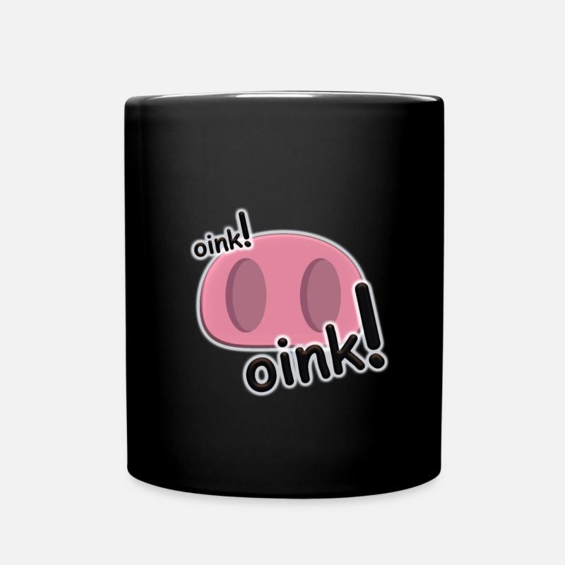 Oink Pink Pig Nose Design - Mug uni - noir
