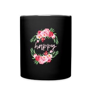 Happy Sommer Leben Frühjahr Vibe Feeling Breeze - Tasse einfarbig - Schwarz - Vorne