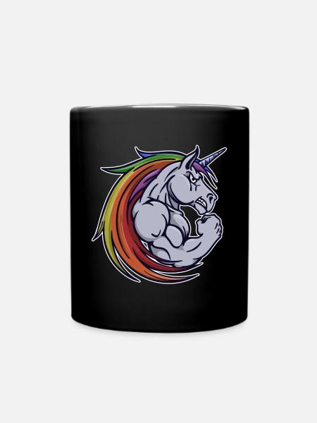 Muskeltraining Motivation Einhorn Fitnessstudio - Tasse einfarbig - Schwarz