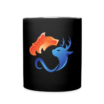 Feu et eau, contraires, renard, cerf - Mug uni - noir - Devant