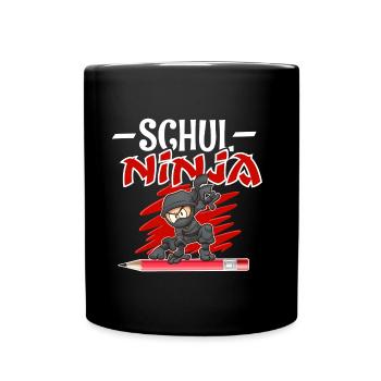 Schul Ninja Einschulung Schulkind - Tasse einfarbig - Schwarz - Vorne