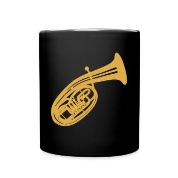 Instrument de musique à vent corne ténor cor ténor joueur corne - Mug uni - noir - Devant