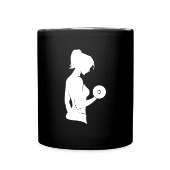 Dumbbell workout bodybuilding gym workout - Full Colour Mug - black - Front