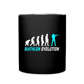 Evolution Biathlon Design / Geschenkidee - Tasse einfarbig - Schwarz - Vorne