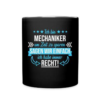 Mechaniker Werkstatt Automechaniker Auto Spruch - Tasse einfarbig - Schwarz - Vorne