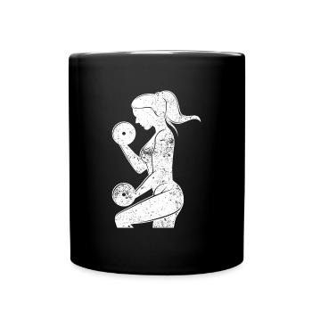 Dumbbell workout gym bicep gym - Full Colour Mug - black - Front