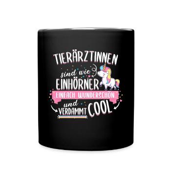 Tierarzt Tierärztin Tiere Einhorn Beruf Spruch - Tasse einfarbig - Schwarz - Vorne