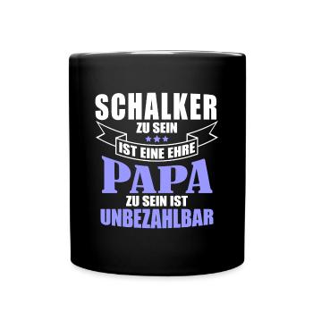 Schalker Papa | Schalke Vatertags Geschenkidee - Tasse einfarbig - Schwarz - Vorne