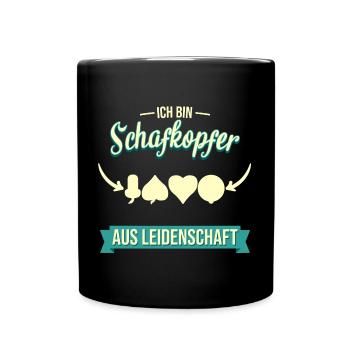 Schafkopfen Schafkopf Kartenspiel Spielkarten - Tasse einfarbig - Schwarz - Vorne