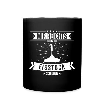 Eisstockschießen Stockschießen Eisstock Spruch - Tasse einfarbig - Schwarz - Vorne