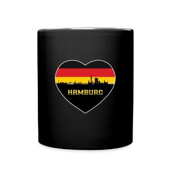 Hambourg Allemagne Skyline Souvenir Drapeau Allemand - Mug uni - noir - Devant