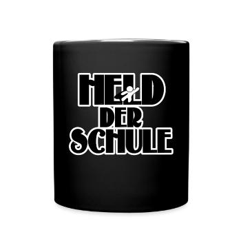 Schule Schüler Lehrer Held Sprüche - Tasse einfarbig - Schwarz - Vorne
