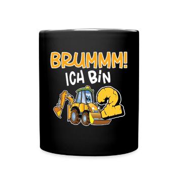 Brummm! Ich Bin 2 Jahre Kindergeburtstag - Tasse einfarbig - Schwarz - Vorne
