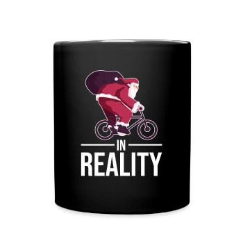 Santa Claus Christmas Bike Funny Saying - Full Colour Mug - black - Front
