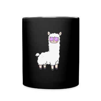 Cool llama alpaca sunglasses gift - Full Colour Mug - black - Front