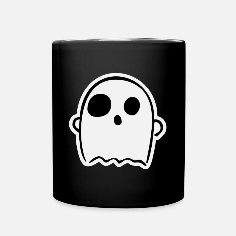 Cute Surprised Ghost - Full Colour Mug - black