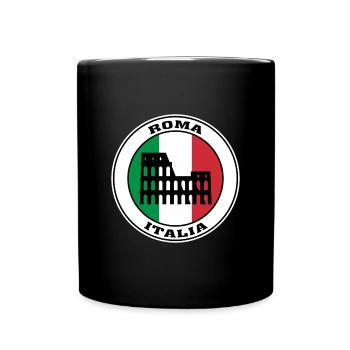 Roma Italy Travel Souvenir Italian Flag Badge Rome - Full Colour Mug - black - Front
