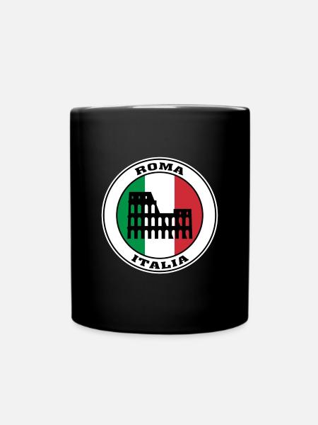 Roma Italy Travel Souvenir Italian Flag Badge Rome - Full Colour Mug - black