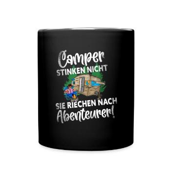 Camper Camping Lustiger Spruch - Tasse einfarbig - Schwarz - Vorne